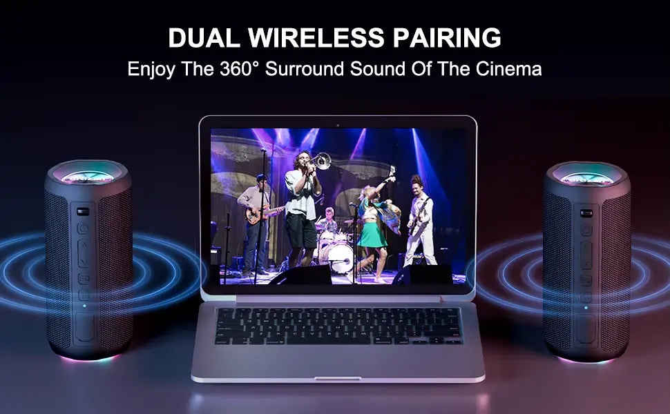 Boxa Portabila Bluetooth 5.3, Bass Puternic DSP, 24W, Autonomie 30 Ore, TWS Stereo, Rezistenta Apa IPX7, EQ Sound Effects, RGB Led, MicroSD/TF, AUX In, USB-C, Hands-Free, Asistenti Vocali Siri/Google, Design Compact, Negru PIEX.RO