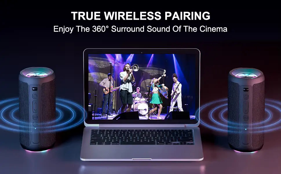 Boxa Portabila Bluetooth 5.3, Bass Puternic DSP, 24W, Autonomie 30 Ore, TWS Stereo, Rezistenta Apa IPX7, EQ Sound Effects, RGB Led, MicroSD/TF, AUX In, USB-C, Hands-Free, Asistenti Vocali Siri/Google, Design Compact, Negru PIEX.RO