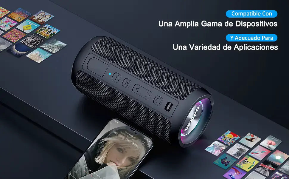 Boxa Portabila Bluetooth 5.3, Bass Puternic DSP, 24W, Autonomie 30 Ore, TWS Stereo, Rezistenta Apa IPX7, EQ Sound Effects, RGB Led, MicroSD/TF, AUX In, USB-C, Hands-Free, Asistenti Vocali Siri/Google, Design Compact, Negru PIEX.RO