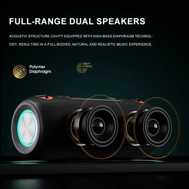 Boxă Portabilă Bluetooth 30W, 4000mAh, Rezistenta la Apă IPX6, Bass Puternic, Autonomie 15-20h, TWS True Wireless Sound, RGB Light, Incărcare USB-C, Slot SD, AUX, USB, Curea de Mană, FM Radio, Difuzor Wireless Outdoor, Bluetooth 5.2, Negru PIEX.RO