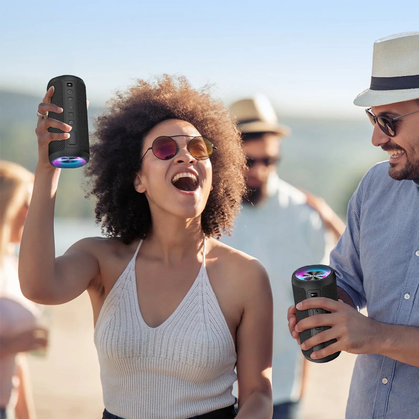Boxa Portabila Bluetooth 5.3, Bass Puternic DSP, 24W, Autonomie 30 Ore, TWS Stereo, Rezistenta Apa IPX7, EQ Sound Effects, RGB Led, MicroSD/TF, AUX In, USB-C, Hands-Free, Asistenti Vocali Siri/Google, Design Compact, Negru PIEX.RO