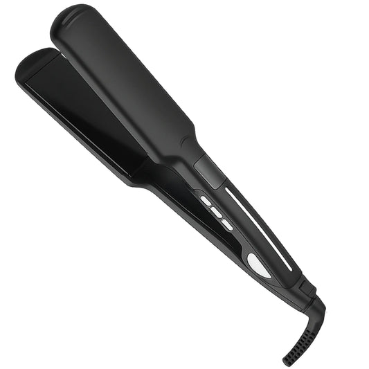 Placă de îndreptat părul profesională cu plăci ceramice late, ecran digital, 230°C, temperatură reglabilă, încălzire rapidă, cablu rotativ 360° și Easy Lock, potrivită pentru toate tipurile de păr, Negru PIEX.RO