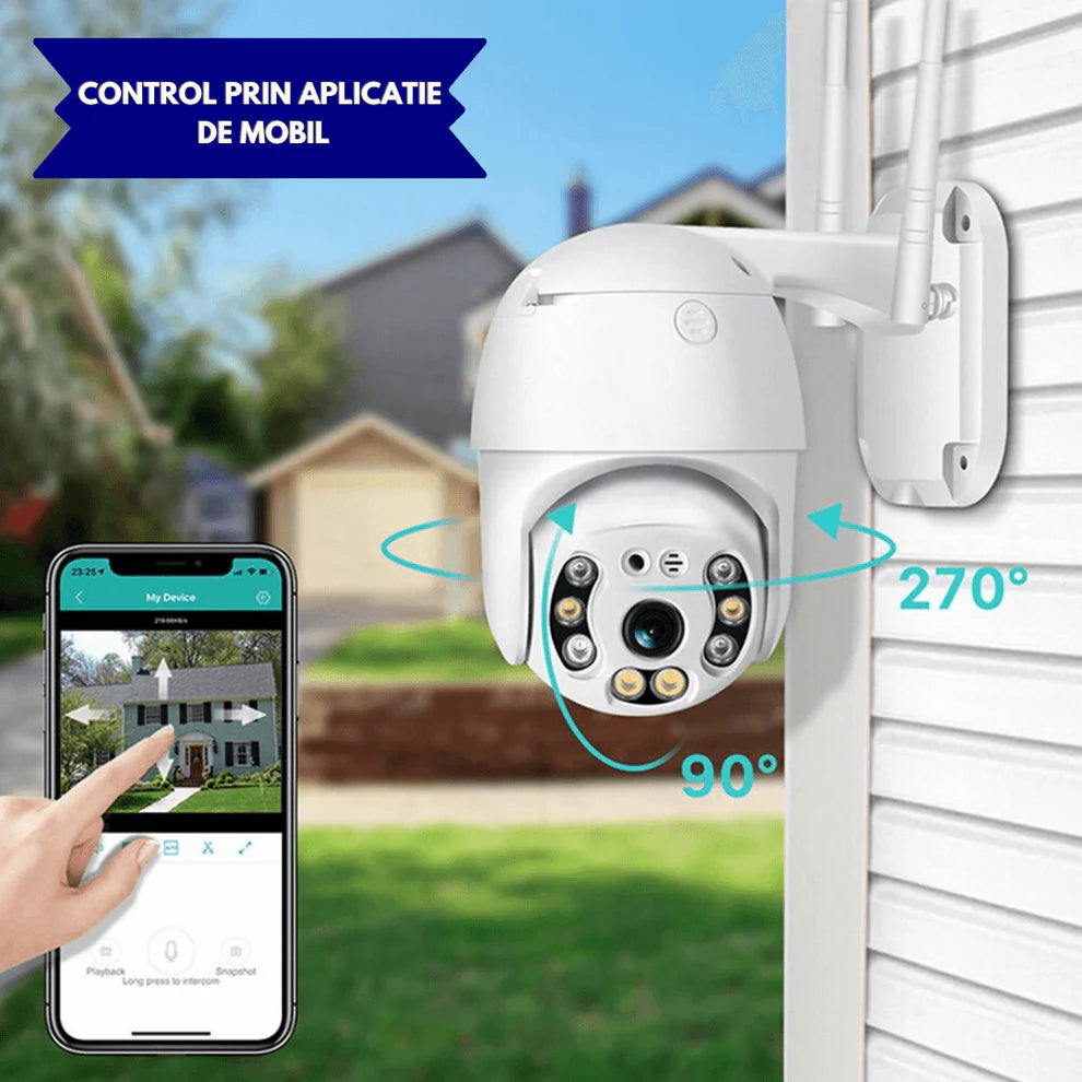 Camera Supraveghere PTZ Ultra HD 4MP, Exterior / Interior, WiFi, 8x Zoom Optic, Detectie Forma Umana, Urmarire Automata, IP66, Stocare SD