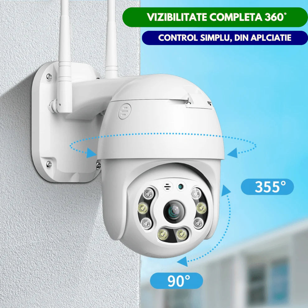 Camera Supraveghere PTZ Ultra HD 4MP, Exterior / Interior, WiFi, 8x Zoom Optic, Detectie Forma Umana, Urmarire Automata, IP66, Stocare SD