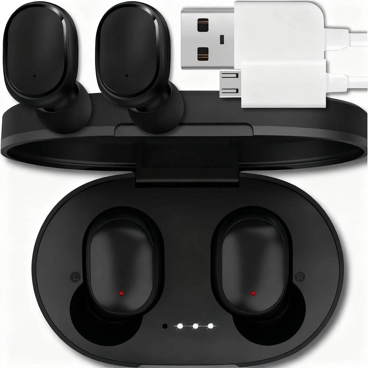 Casti Wireless Tip Earbuds TWS Bluetooth 5.3, Sunet Stereo HD, Autonomie 3h Muzica/3.5h Apel, Standby 80h, Cutie Incarcare 280mAh (2.5 Reincarcari), Sport & Gaming, Design Compact PIEX.RO