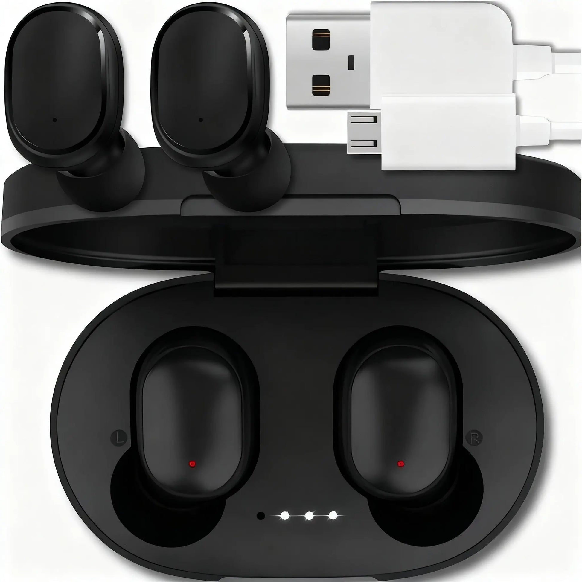 Casti Wireless Tip Earbuds TWS Bluetooth 5.3, Sunet Stereo HD, Autonomie 3h Muzica/3.5h Apel, Standby 80h, Cutie Incarcare 280mAh (2.5 Reincarcari), Sport & Gaming, Design Compact PIEX.RO