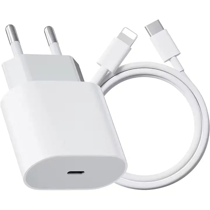 Încărcător pentru iPhone cu Cablu Lightning Inclus, Rapid 20W, Compatibil iPhone 14/13/12/11/Pro/Pro Max/iPad/AirPods, Alb PIEX.RO