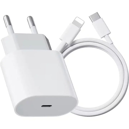 Încărcător pentru iPhone cu Cablu Lightning Inclus, Rapid 20W, Compatibil iPhone 14/13/12/11/Pro/Pro Max/iPad/AirPods, Alb PIEX.RO