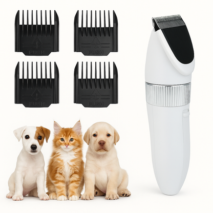 Masina de tuns animale, Geemy®, GM-635, pentru caini, pisici, Lama ceramica, 4 perii de la 3mm pana la 12mm, Acumulator trimmer, autonomie 40 minute, Silentioasa, Fara fir,