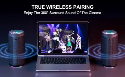 Boxa Portabila Bluetooth 5.3, Bass Puternic DSP, 24W, Autonomie 30 Ore, TWS Stereo, Rezistenta Apa IPX7, EQ Sound Effects, RGB Led, MicroSD/TF, AUX In, USB-C, Hands-Free, Asistenti Vocali Siri/Google, Design Compact, Negru PIEX.RO