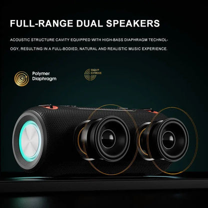 Boxă Portabilă Bluetooth 30W, 4000mAh, Rezistenta la Apă IPX6, Bass Puternic, Autonomie 15-20h, TWS True Wireless Sound, RGB Light, Incărcare USB-C, Slot SD, AUX, USB, Curea de Mană, FM Radio, Difuzor Wireless Outdoor, Bluetooth 5.2, Negru PIEX.RO