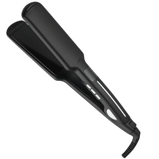 Placă de îndreptat părul profesională cu plăci ceramice late, ecran digital, 230°C, temperatură reglabilă, încălzire rapidă, cablu rotativ 360° și Easy Lock, potrivită pentru toate tipurile de păr, Negru