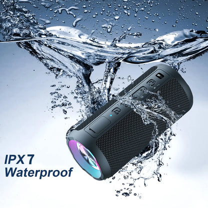 Boxa Portabila Bluetooth 5.3, Bass Puternic DSP, 24W, Autonomie 30 Ore, TWS Stereo, Rezistenta Apa IPX7, EQ Sound Effects, RGB Led, MicroSD/TF, AUX In, USB-C, Hands-Free, Asistenti Vocali Siri/Google, Design Compact, Negru PIEX.RO