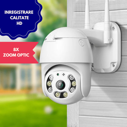 Camera Supraveghere PTZ Ultra HD 4MP, Exterior / Interior, WiFi, 8x Zoom Optic, Detectie Forma Umana, Urmarire Automata, IP66, Stocare SD