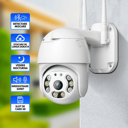 Camera Supraveghere PTZ Ultra HD 4MP, Exterior / Interior, WiFi, 8x Zoom Optic, Detectie Forma Umana, Urmarire Automata, IP66, Stocare SD