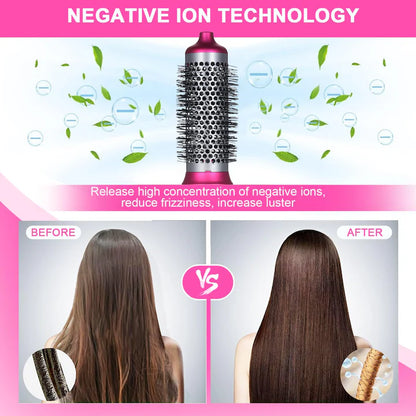 Set perie termică rotativă 5 în 1, uscător de păr și ondulator cu capete interschimbabile, perie rotativă cu ioni, 1100W